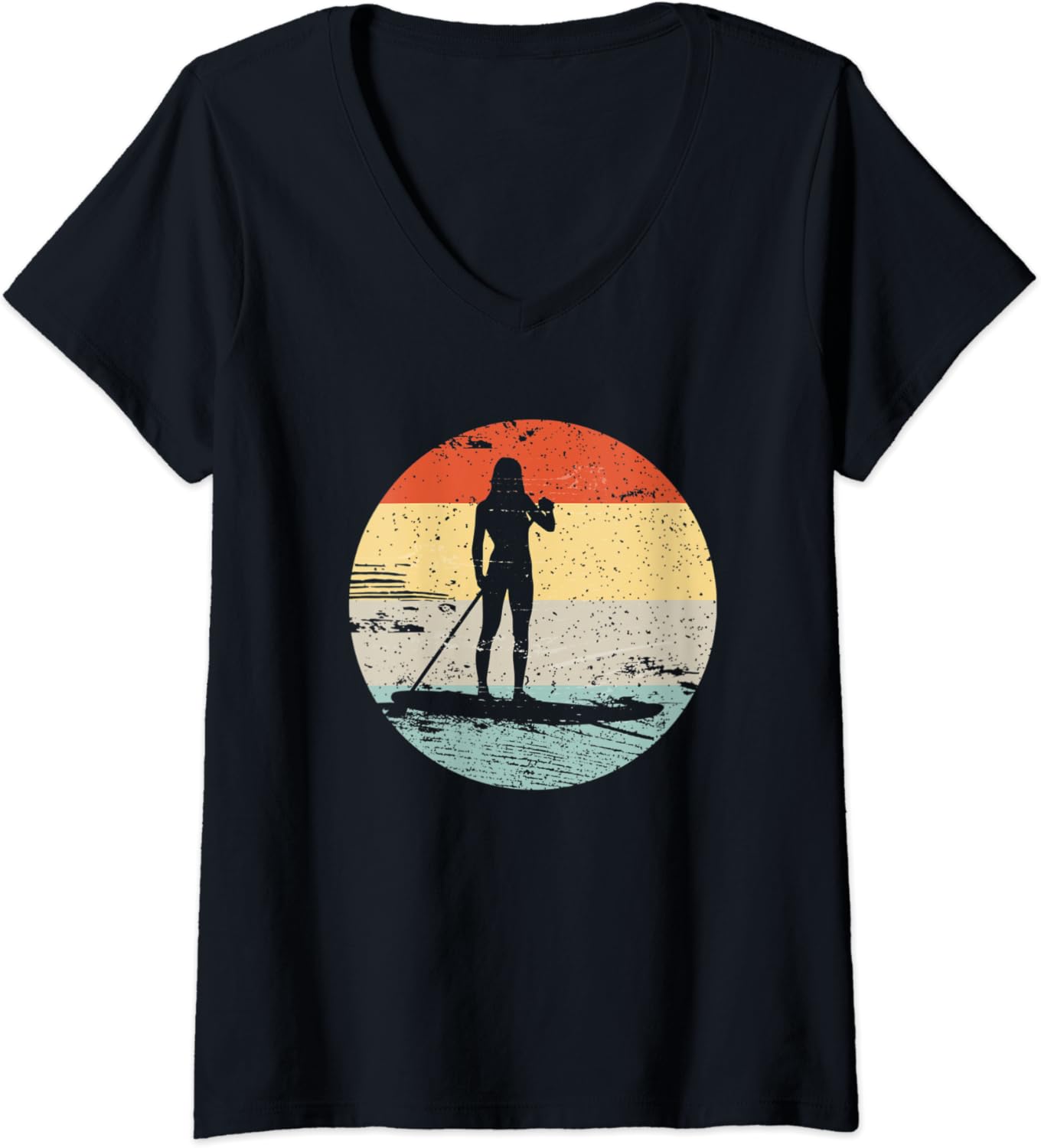 Damen SUP Stand Up Paddle Board TShirt mit VAusschnitt Amazon.de Bekleidung